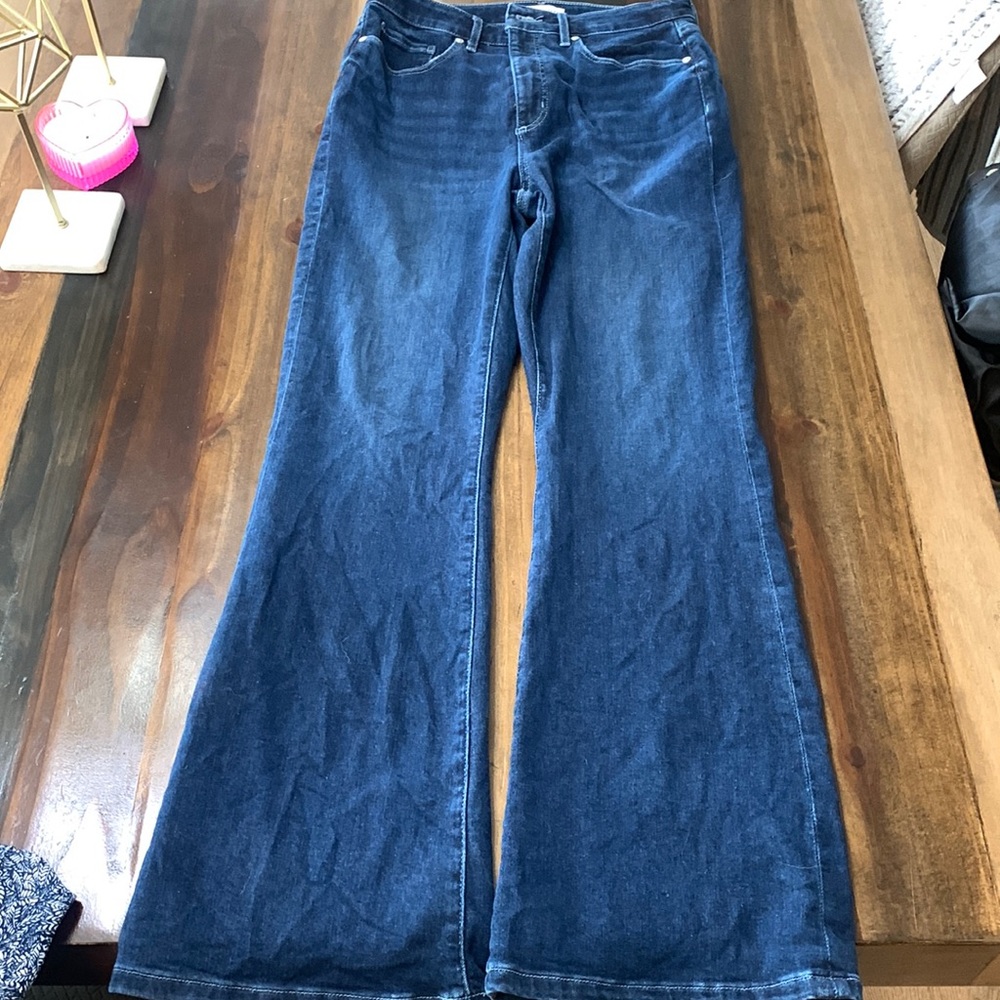 Curvy slim flare Loft blue jeans